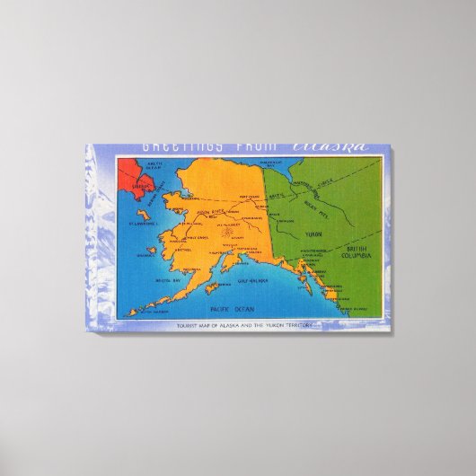 AlaskaGroetings van de kaart van Alaska Canvas Afdruk (Voorkant)