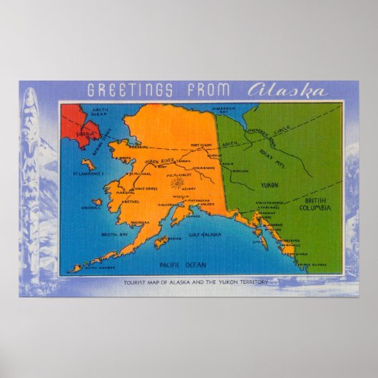 AlaskaGroetings van de kaart van Alaska Poster (Voorkant)