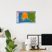 AlaskaGroetings van de kaart van Alaska Poster (Thuiskantoor)