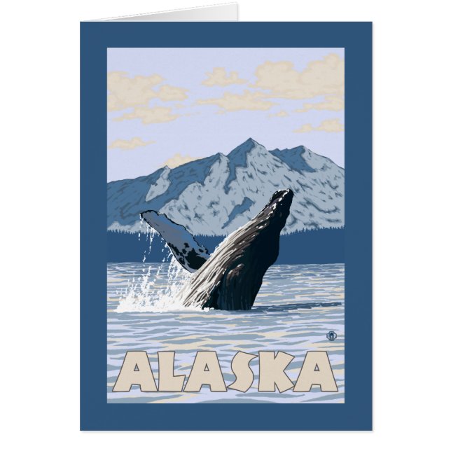 AlaskaHumpback Whale Vintage Travel Poster (Voorkant)