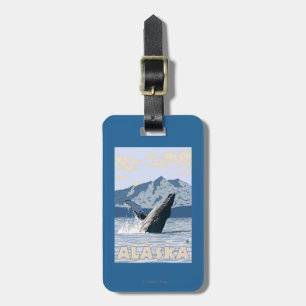 AlaskaHumpback Whale Vintage Travel Poster Bagagelabel