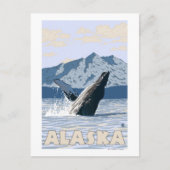 AlaskaHumpback Whale Vintage Travel Poster Briefkaart (Voorkant)