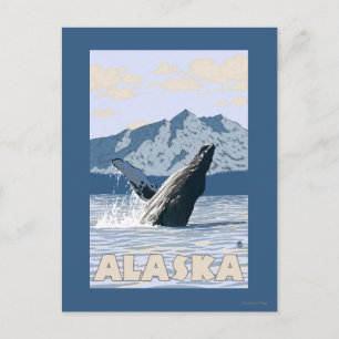 AlaskaHumpback Whale Vintage Travel Poster Briefkaart