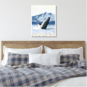 AlaskaHumpback Whale Vintage Travel Poster Canvas Afdruk (Insitu (Slaapkamer))