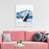 AlaskaHumpback Whale Vintage Travel Poster Canvas Afdruk (Insitu (Woonkamer))