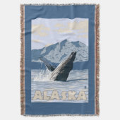 AlaskaHumpback Whale Vintage Travel Poster Deken (Voorkant Verticaal)