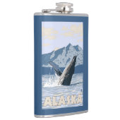 AlaskaHumpback Whale Vintage Travel Poster Heupfles (Rechts)