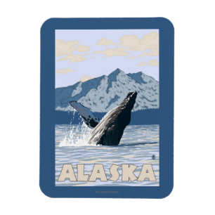 AlaskaHumpback Whale Vintage Travel Poster Magneet