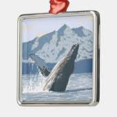 AlaskaHumpback Whale Vintage Travel Poster Metalen Ornament (Links)
