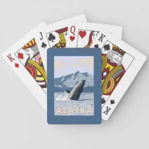 AlaskaHumpback Whale Vintage Travel Poster Pokerkaarten
