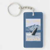 AlaskaHumpback Whale Vintage Travel Poster Sleutelhanger (Voorkant)