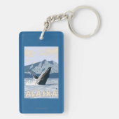 AlaskaHumpback Whale Vintage Travel Poster Sleutelhanger (achterkant)