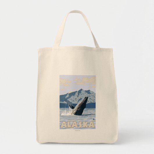 AlaskaHumpback Whale Vintage Travel Poster Tote Bag (Voorkant)