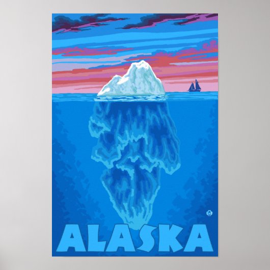 AlaskaIceberg Vintage Travel Poster (Voorkant)