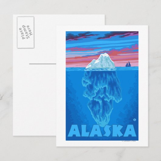 AlaskaIceberg Vintage Travel Poster Briefkaart (Voorkant / Achterkant)