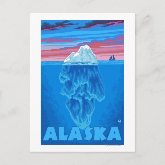 AlaskaIceberg Vintage Travel Poster Briefkaart (Voorkant)