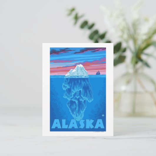 AlaskaIceberg Vintage Travel Poster Briefkaart (Staand voorkant)