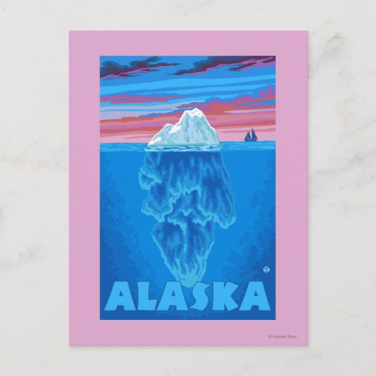 AlaskaIceberg Vintage Travel Poster Briefkaart (Voorkant)