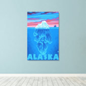AlaskaIceberg Vintage Travel Poster Canvas Afdruk (Insitu (Houten vloer))