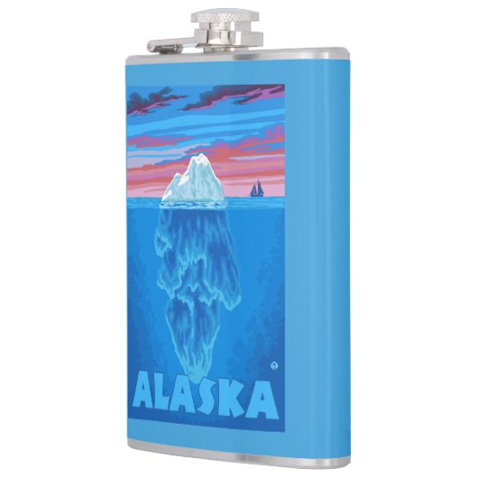 AlaskaIceberg Vintage Travel Poster Heupfles (Links)