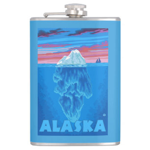 AlaskaIceberg Vintage Travel Poster Heupfles