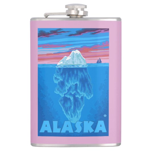 AlaskaIceberg Vintage Travel Poster Heupfles (Voorkant)