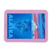 AlaskaIceberg Vintage Travel Poster Magneet (Horizontaal)