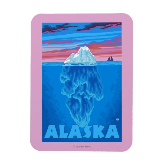 AlaskaIceberg Vintage Travel Poster Magneet (Verticaal)