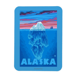 AlaskaIceberg Vintage Travel Poster Magneet
