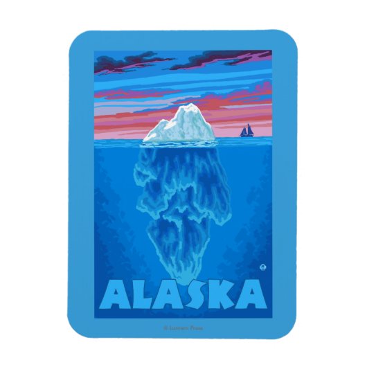 AlaskaIceberg Vintage Travel Poster Magneet (Verticaal)