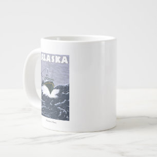 AlaskaKrabbenboot Vintage Reisposter Grote Koffiekop