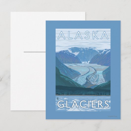 AlaskaLarge Glacier Scene Vintage Travel Briefkaart (Voorkant / Achterkant)
