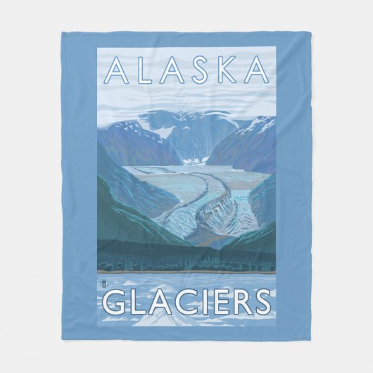 AlaskaLarge Glacier Scene Vintage Travel Fleece Deken (Voorkant)