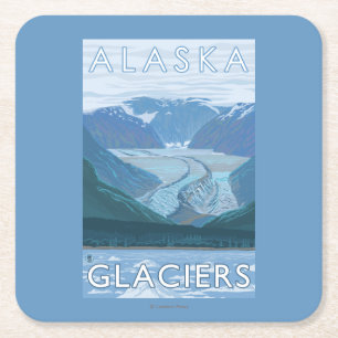 AlaskaLarge Glacier Scene Vintage Travel Kartonnen Onderzetters