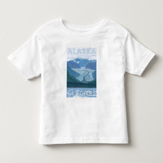 AlaskaLarge Glacier Scene Vintage Travel Kinder Shirts (Voorkant)