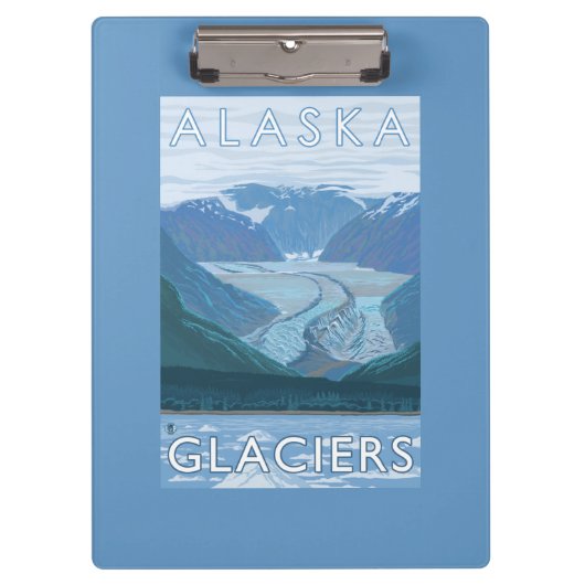 AlaskaLarge Glacier Scene Vintage Travel Klembord (Voorkant)