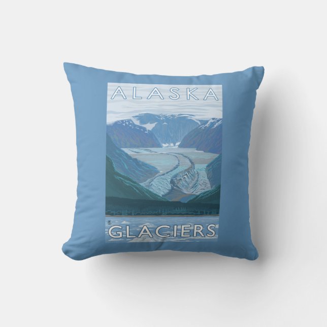AlaskaLarge Glacier Scene Vintage Travel Kussen (Voorkant)