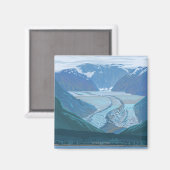 AlaskaLarge Glacier Scene Vintage Travel Magneet (Voorkant / Achterkant)