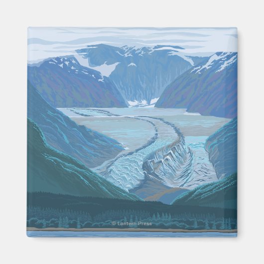 AlaskaLarge Glacier Scene Vintage Travel Magneet (Voorkant)