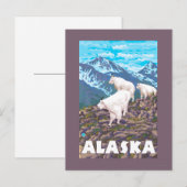AlaskaMountain Goats Vintage Travel Poster Briefkaart (Voorkant / Achterkant)