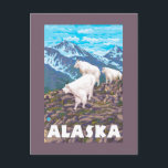 AlaskaMountain Goats Vintage Travel Poster Briefkaart<br><div class="desc">In 2007 werd het Poster voor de reis van Alaska - Mountain Goats Vintage opgericht. Dit afbeelding toont scènes uit Alaska.</div>