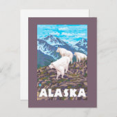AlaskaMountain Goats Vintage Travel Poster Briefkaart (Voorkant / Achterkant)