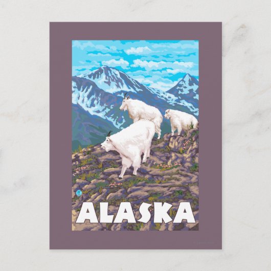 AlaskaMountain Goats Vintage Travel Poster Briefkaart (Voorkant)