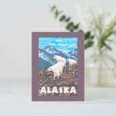 AlaskaMountain Goats Vintage Travel Poster Briefkaart (Staand voorkant)