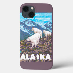 AlaskaMountain Goats Vintage Travel Poster iPhone 13 Hoesje