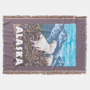 AlaskaMountain Goats Vintage Travel Poster Deken