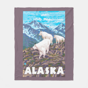 AlaskaMountain Goats Vintage Travel Poster Fleece Deken
