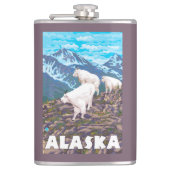 AlaskaMountain Goats Vintage Travel Poster Heupfles (Voorkant)