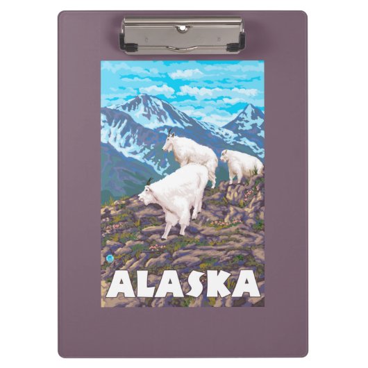 AlaskaMountain Goats Vintage Travel Poster Klembord (Voorkant)