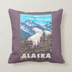 AlaskaMountain Goats Vintage Travel Poster Kussen